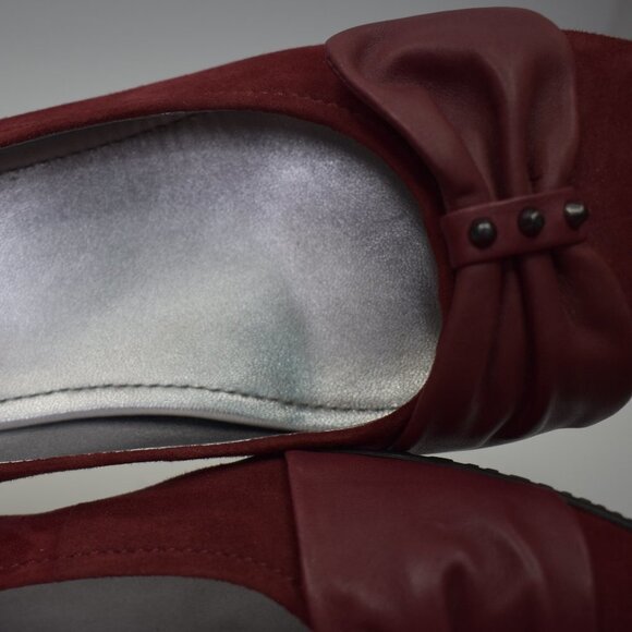 ECCO BURGUNDY SUEDE FLATS SHOES SZ EUR 39 US 8 - Picture 8 of 11